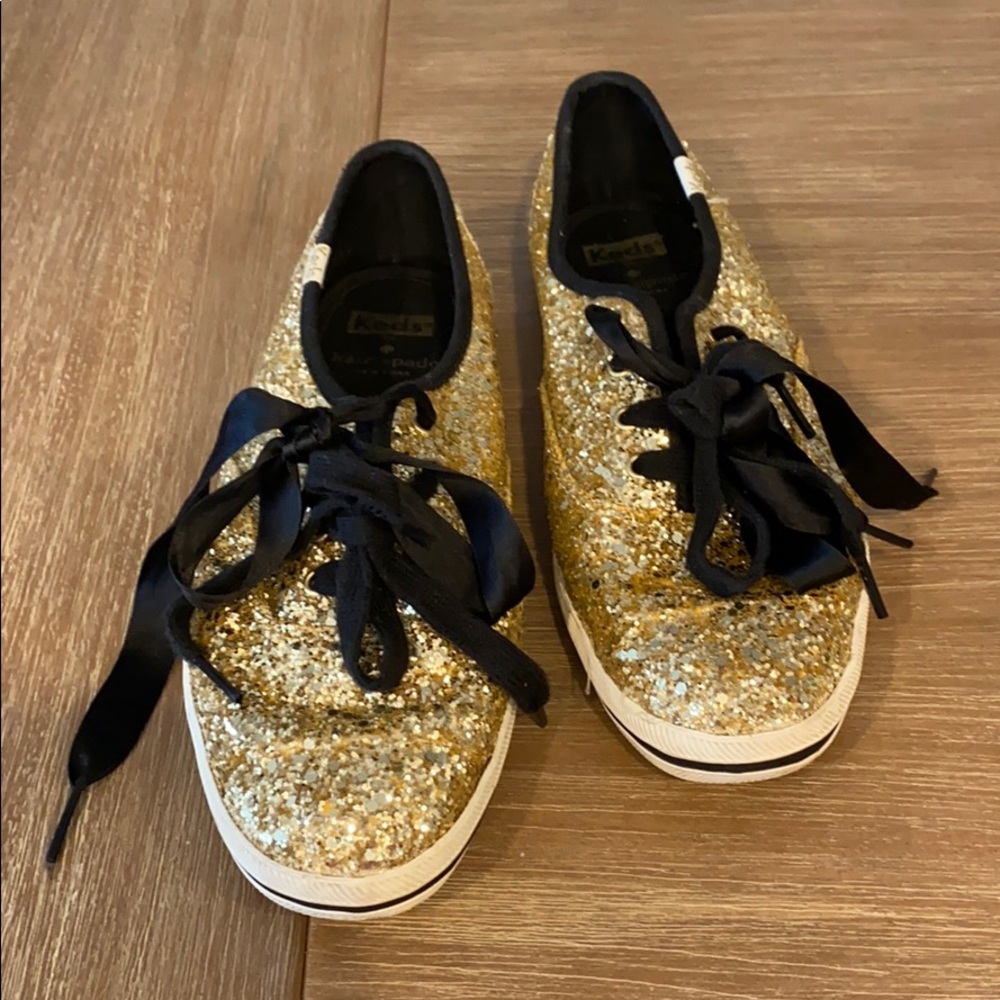 Kate spade gold glitter sneakers